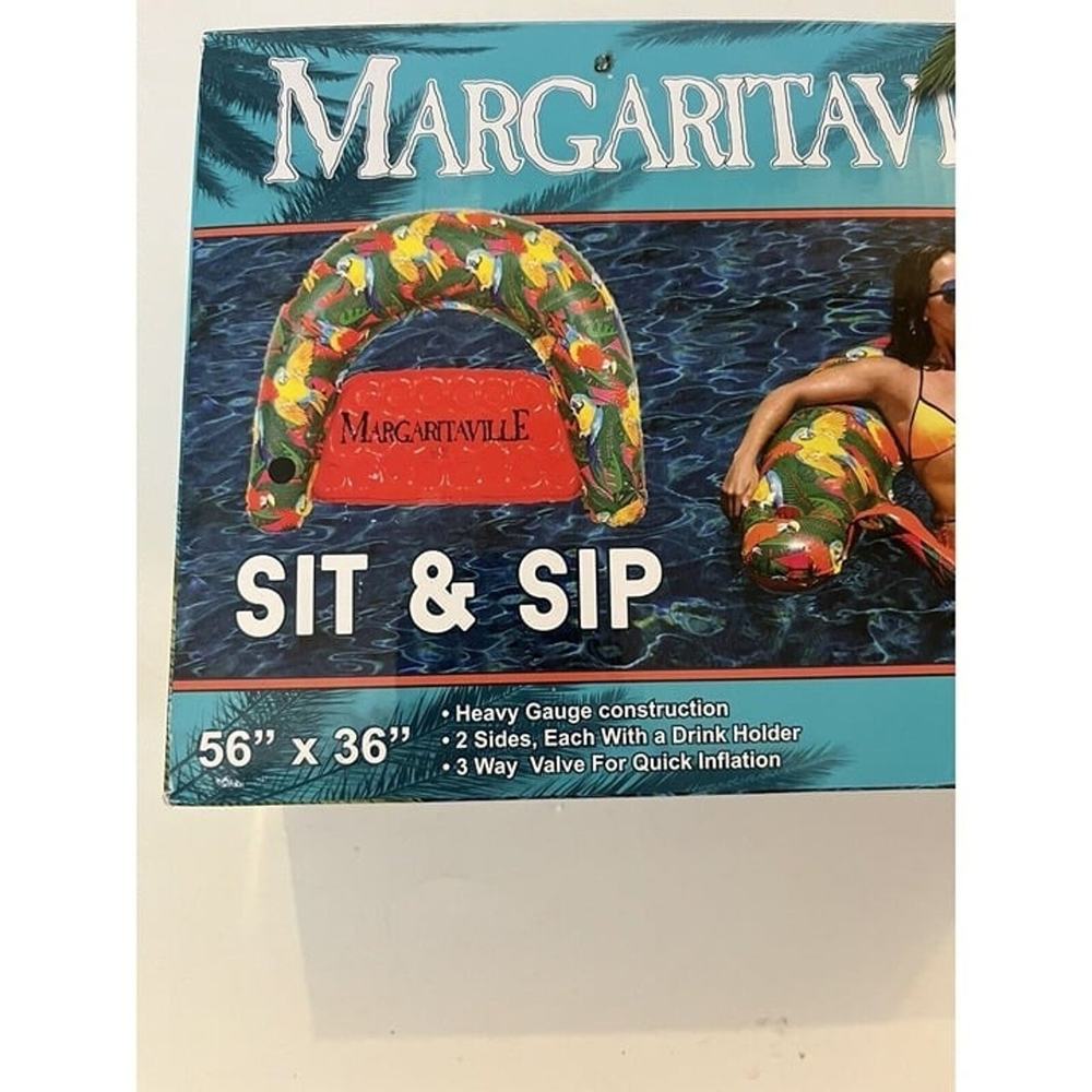 Margaritaville Sit & Sip Pool Float 56"x36" With Side Drink Holder New - Picture 2 of 6